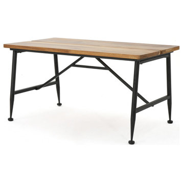 GDF Studio Ellaria Industrial Acacia Wood Coffee Table With Iron Accent