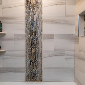 Primary Bath with Explosion Blue Quartzite Countertops