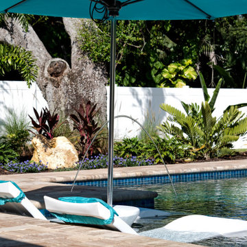 Modern Pool with Advanced LED Lighting and Water Features