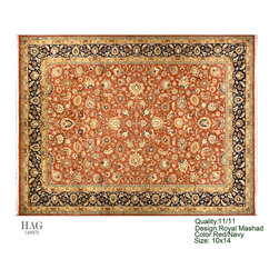 H.A.G. Hand Knotted Carpet 11/11 Quality Red/Navy - Floor Rugs