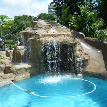 Custom Rock Waterfall with Small Rock Cave and Rock Slide