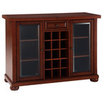 Crosley - Alexandria Sliding Top Bar Cabinet, Vintage Mahogany - Elegantly entertain guests with this sliding top bar cabinet constructed of solid hardwood and wood veneers. The beautiful beveled/tempered glass doors and raised panel drawer front are classically styled to enhance any home decor. The sliding top expands to greatly increase the size of your serving area. Behind the two doors, you will find adjustable shelves and plentiful storage space for spirits, appliances and other items that require additional space. The center storage area is great for up to 15 bottles of wine, or if you prefer, remove the wine storage cubes to reveal an adjustable shelf. Style, function, and quality make this sliding top bar cabinet a wise addition to your home.
