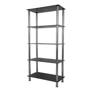 Iron Horse Wire Shelving Unit, 5 Shelf, 18D x 48W x 72H, Black - Steel - Traditional