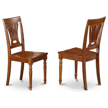 Plainville Kitchen Dining Chair With Wood Seat, Saddle Brown Finish, Set of 2