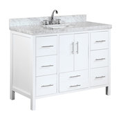 California Bath Vanity, Base: White, 48", Top: Carrara Marble