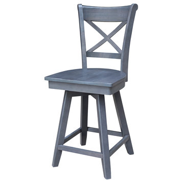 Charlotte Counter Height Stool with 24 in. H Swivel Seat in Heather Gray