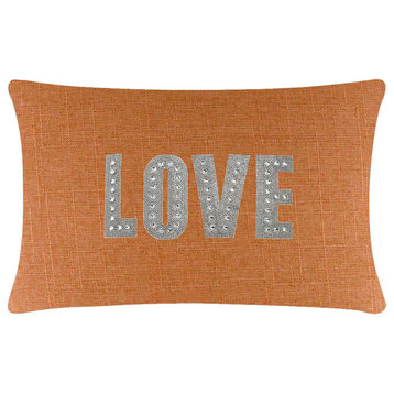 Sparkles Home Love Montaigne Pillow, Orange, 14x20"
