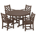POLYWOOD - Polywood Chippendale 5-Piece Round Farmhouse Arm Chair Dining Set, Mahogany - Inspired by the popular 18th century design style, the POLYWOOD Chippendale 5-Piece Dining Set is the perfect combination of intricate details, fine lines and elaborate simplicity. This enchanting set is available in several fade-resistant colors and includes four Chippendale Dining Arm Chairs and a Round 48" Dining Table. It's constructed of solid POLYWOOD recycled lumber, which gives it the look of painted wood without the maintenance real wood requires. The set is also easy to clean and maintain as it resists most all weather conditions as well as stains from food, drinks and other environmental stresses.