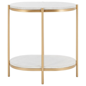 Safavieh Dove End Table, White Faux Marble/Gold