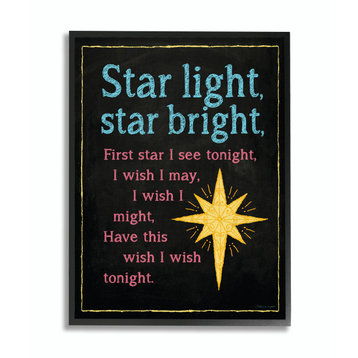 Stupell Industries Star Light Star Bright Nursery Rhyme, 11"x14", Black Framed