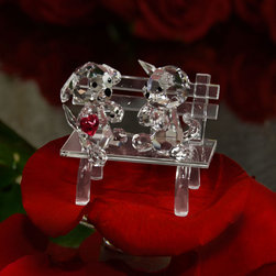 Crystal Doggie and Kitty in Love - Decorative Objects And Figurines
