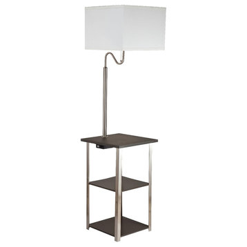 58" Tall "Dru" 3-Tiered Square Side Table Floor Lamp With Charging Station