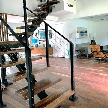 Rustic Walnut Floating Stair Treads