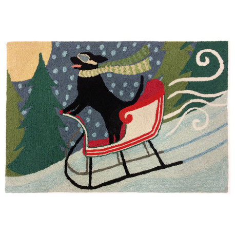 Frontporch Sledding Dog Indoor/Outdoor Rug Multi 1'8"x2' 6"