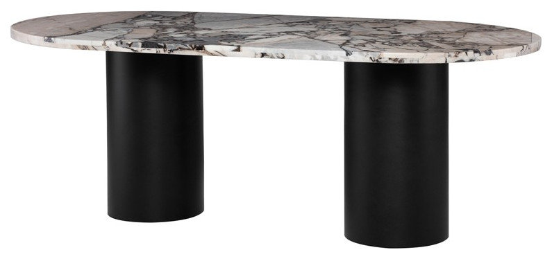 Ande Dining Table, Luna Marble Top Dining Table - Black Metal Base 80 ...
