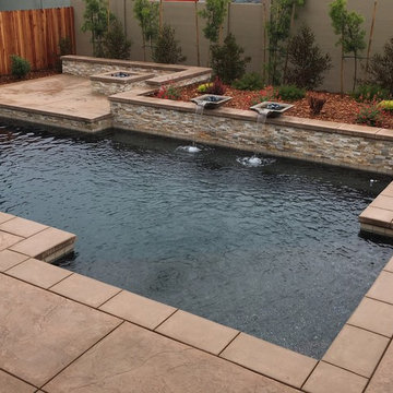 Carmichael Contemporary Pool with Fire Pit Accent