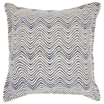 Nourison Life Styles Printed Waves Indigo Throw Pillow