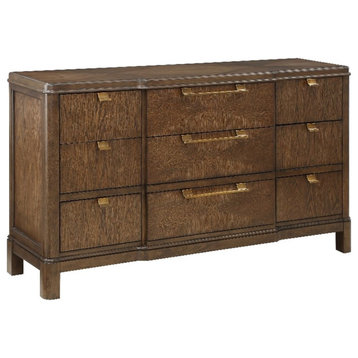 Milan Walnut Brown Wood 9-drawer Dresser
