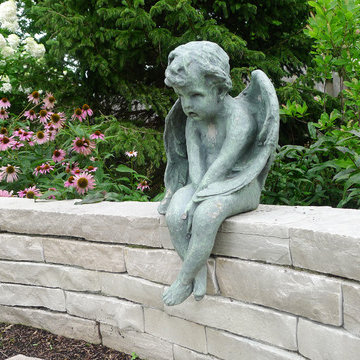 Cherub Statue on Stacked Lannonstone Wall