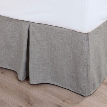 Carmen Solid Taupe Faux Linen Bed Skirt, Queen