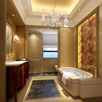 The bathroom with transitional style