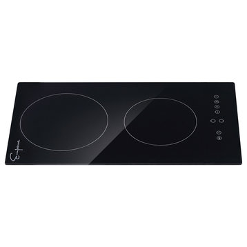 Built-in 12" 2 Elements Smooth Surface, Radiant Black Electric Cooktop