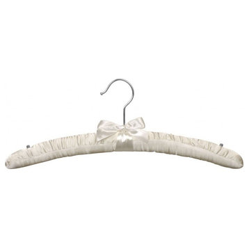 Ivory Satin Padded Top Hangers With Shoulder Studs, Box of 12