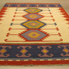DN1MU Ivory Handmade Wool Keysari Kilim Rug, 5'x8'
