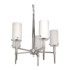 Polished Chrome 5-Light Halogen Chandelier With Satin White Glass
