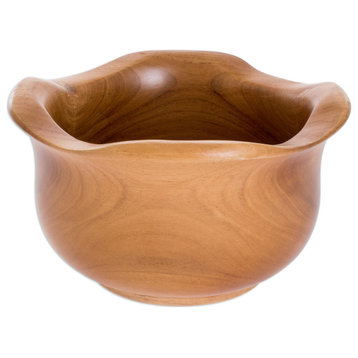 Novica Handmade Clover Teak Wood Serving Bowl