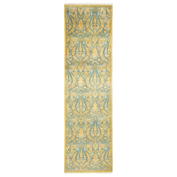 Mogul, One-of-a-Kind Hand-Knotted Runner Green, 2'6"x9'2"