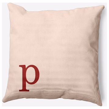 20" x 20" Modern Monogram Indoor/Outdoor Polyester Throw Pillow, Maple Red