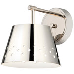 Z-Lite - Katie One Light Wall Sconce, Polished Nickel - A striking look of sophistication sneaks in whimsical charm when this one-light wall sconce brings festive vibes to any casual space. This sconce from the Katie collection delivers an upbeat flavor with its lustrous polished nickel finish iron construction and novel circular cutouts that add character as they let light shine through.