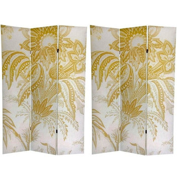 6' Tall Gold Toile Double Sided Room Divider