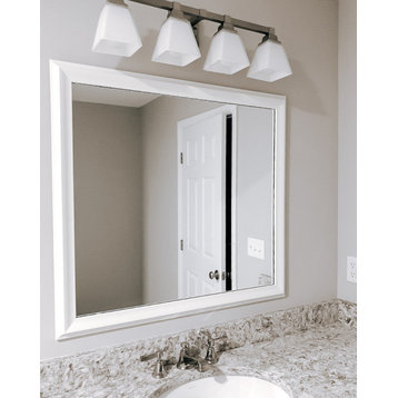 Woodford Framed Wall Mirror, White, 36" X 24"