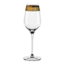 Muse 17.6 oz. White Wine Glasses in Clear with Gold Trim (Set of 2) - Wine Glasses