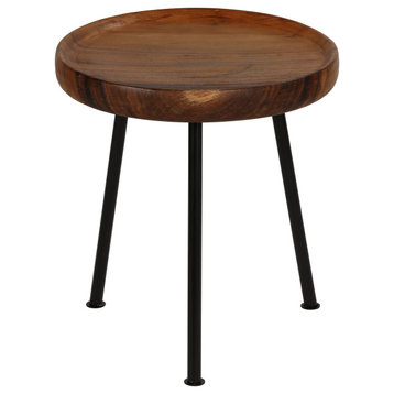 Bare Decor Kuzko Solid Teak Wood Small Side Table, 15" Round