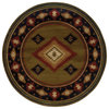 Harrison Southwest Lodge Green and Red Rug, 7'8" Round