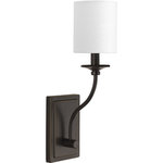 Progress Lighting - Bonita Collection 1-Light Wall Sconce, Antique Bronze - Bonita sconces have a traditional elegance to complement luxurious living with an understated beauty. Crisp metal fittings support a graceful frame and candle topped with a linen shade. Uses One 60 W Candelabra Base bulb (not included).
