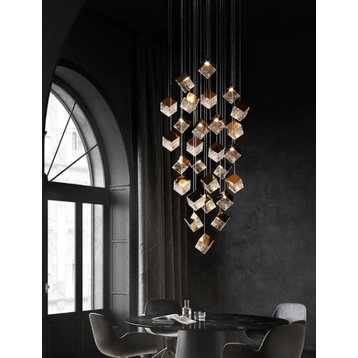 Ice Cube Crystal Chandelier, 26 Heads