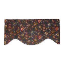 Priority Home and Design - Cyrus Clark Timur Purple Slubbed Jacobean Floral Valance - Valances