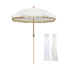 LAGarden 6Ft Fringe Patio Umbrella Jazz Age, Beige with sequin,Model: JZ6-15