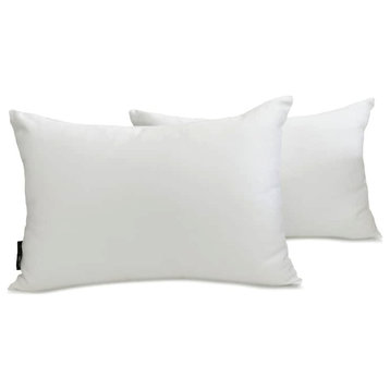 White Satin 14"x20" Lumbar Pillow Cover Set of 2 Solid - White Slub Satin