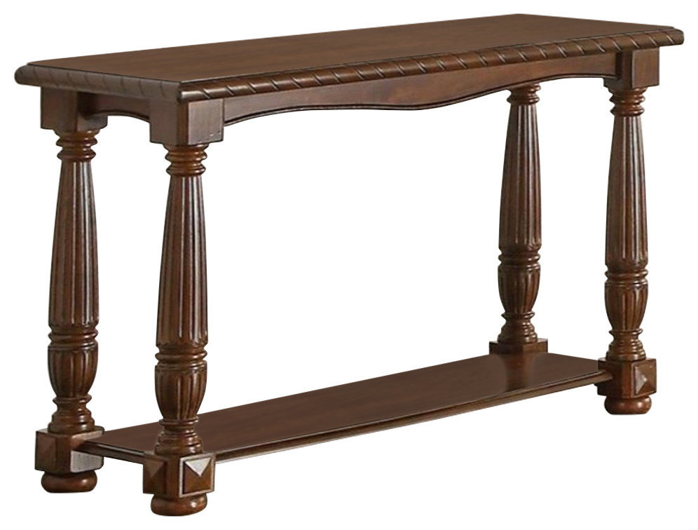 Quaint Wooden Console Table With Bottom Shelf, Brown - Traditional ...