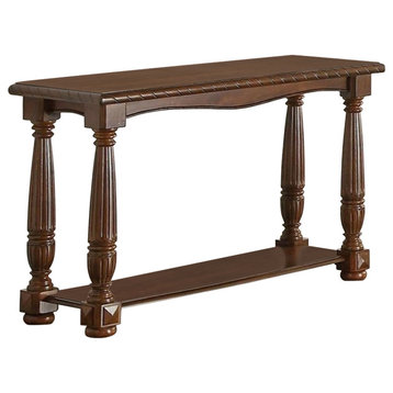 Quaint Wooden Console Table With Bottom Shelf, Brown