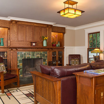 Pond House Family Room with Fireplace