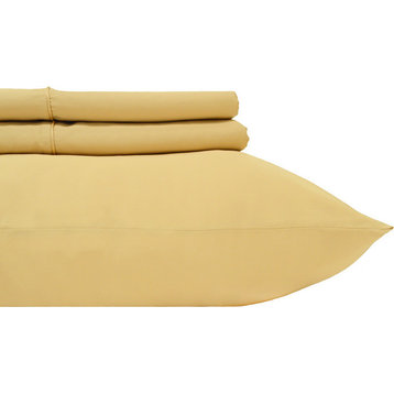 Soft 100% Microfiber Solid Pillowcases, Set of 2, Gold, King