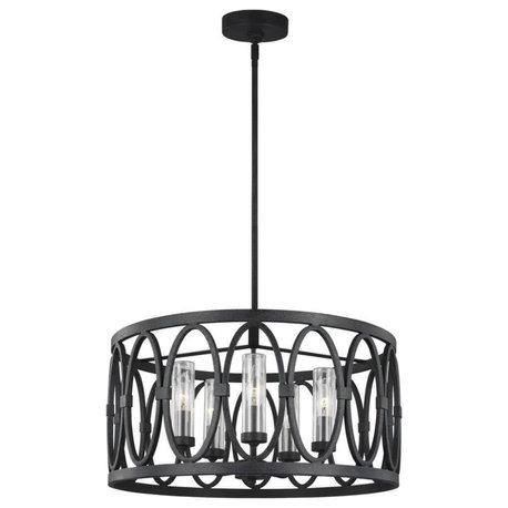 Patrice 5 Light 21" Outdoor Chandelier, Dark Weathered Zinc