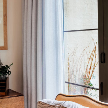 Functional Drapes with 2-Finger Pinch Pleat on a Matte Black Traverse Rod