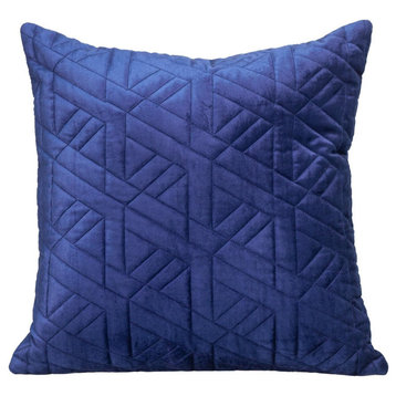 Blue Velvet Quilted Throw Pillow